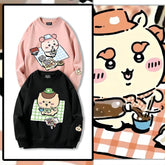 可愛いキャラ ゆるかわ トップス 美味しい軽食 ユニセックス 長袖 スウェット