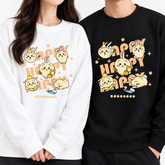 【薄手・裏起毛から選べる】可愛いキャラ ゆるかわ トップス うさぎキャラクターのポーズプリント ユニセックス 長袖 スウェット