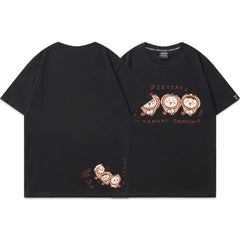 可愛いキャラ ゆるかわ トップス たぬき ユニセックス 半袖Tシャツ