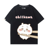 可愛いキャラ ゆるかわ トップス 箸で挟まれる ユニセックス 半袖Tシャツ