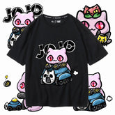 スタンド使い イラスト トップス キラー・クイーン 可愛いキャット ユニセックス 半袖 Tシャツ