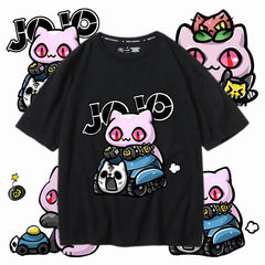 スタンド使い イラスト トップス キラー・クイーン 可愛いキャット ユニセックス 半袖 Tシャツ