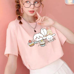 可愛いキャラ ゆるかわ トップス カップケーキ ユニセックス 半袖Tシャツ