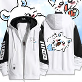 可愛いキャラ ゆるかわ ジャケット 食いしん坊 ユニセックス プリント カジュアル アウター