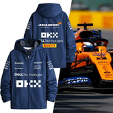バイカースタイル アウター F1チーム風ロゴプリント メンズ 防風 防寒 レーシングジャケット