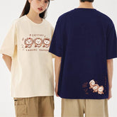 可愛いキャラ ゆるかわ トップス たぬき ユニセックス 半袖Tシャツ