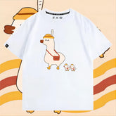 可愛いキャラクター LUCKY DUCK アヒルさんトップス ユニセックス 半袖Tシャツ