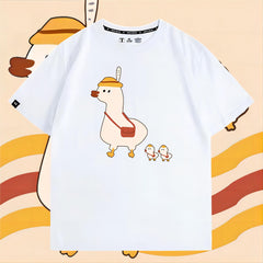 可愛いキャラクター LUCKY DUCK アヒルさんトップス ユニセックス 半袖Tシャツ