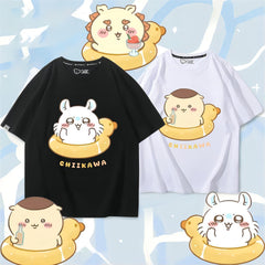 可愛いキャラ ゆるかわ トップス 浮き輪 ユニセックス 半袖Tシャツ