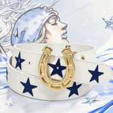 スタンド使い イラスト 雑貨 小物 スティール・ボール・ラン風 ユニセックス 星柄 馬蹄バックル ベルト
