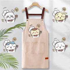 可愛いキャラ ゆるかわ 料理シェフ 防水 防油 手拭きタオル付き エプロン