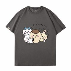 可愛いキャラ ゆるかわ トップス ハーッ!! ユニセックス 半袖Tシャツ