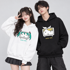 【薄手・裏起毛から選べる】キャラクター アニメ風 トップス MUSIC GIRL ユニセックス 長袖 パーカー