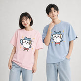 可愛いキャラ ゆるかわ トップス 鏡を見ている ユニセックス 半袖Tシャツ