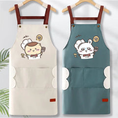 可愛いキャラ ゆるかわ 料理シェフ 防水 防油 手拭きタオル付き エプロン