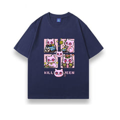 スタンド使い イラスト トップス Killer Queen ネコ爆弾 ユニセックス 半袖Tシャツ