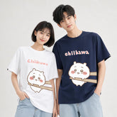 可愛いキャラ ゆるかわ トップス 箸で挟まれる ユニセックス 半袖Tシャツ
