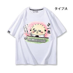 可愛いキャラ ゆるかわ トップス 麻雀対決 ユニセックス 半袖Tシャツ