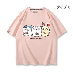 可愛いキャラ ゆるかわ トップス ゆったりとした生活 ユニセックス 半袖Tシャツ