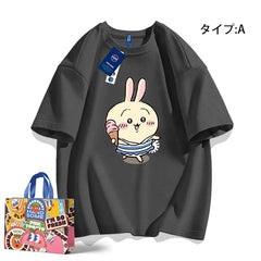 可愛いキャラ ゆるかわ トップス 楽しい食事タイム ユニセックス 半袖Tシャツ