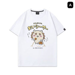 可愛いキャラ ゆるかわ トップス おいシーサー ユニセックス 半袖Tシャツ