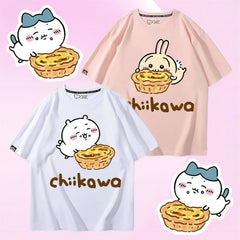可愛いキャラ ゆるかわ トップス 美味しいエッグタルト ユニセックス 半袖Tシャツ