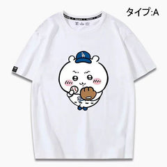 可愛いキャラ ゆるかわ トップス 野球 ユニセックス 半袖Tシャツ