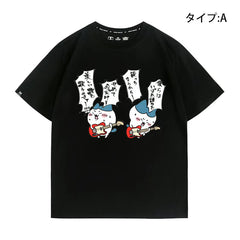 可愛いキャラ ゆるかわ トップス ギタリスト ユニセックス 半袖Tシャツ