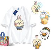 可愛いキャラ ゆるかわ トップス 楽しい食事タイム ユニセックス 半袖Tシャツ