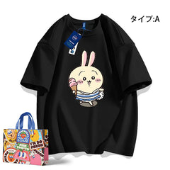 可愛いキャラ ゆるかわ トップス 楽しい食事タイム ユニセックス 半袖Tシャツ