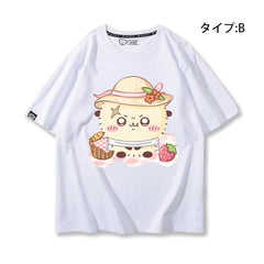 可愛いキャラ ゆるかわ トップス ピクニックのひととき ユニセックス 半袖Tシャツ