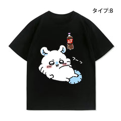 可愛いキャラ ゆるかわ トップス 食いしん坊 ユニセックス 半袖Tシャツ