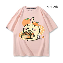 可愛いキャラ ゆるかわ トップス みかん ユニセックス 半袖Tシャツ