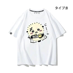 可愛いキャラ ゆるかわ トップス 食いしん坊の日常 ユニセックス 半袖Tシャツ