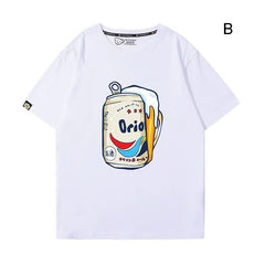 ビールモチーフ グラフィック トップス ビール大好き ユニセックス 半袖Tシャツ