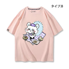 可愛いキャラ ゆるかわ トップス ピクニック ユニセックス 半袖Tシャツ
