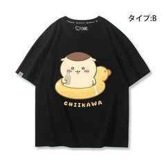 可愛いキャラ ゆるかわ トップス 浮き輪 ユニセックス 半袖Tシャツ