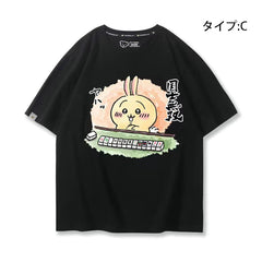 可愛いキャラ ゆるかわ トップス 麻雀対決 ユニセックス 半袖Tシャツ