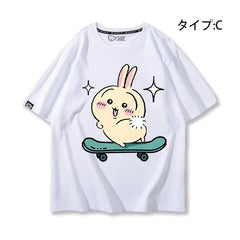 可愛いキャラ ゆるかわ トップス キックボード ユニセックス 半袖Tシャツ