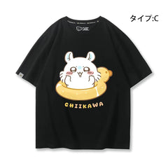 可愛いキャラ ゆるかわ トップス 浮き輪 ユニセックス 半袖Tシャツ