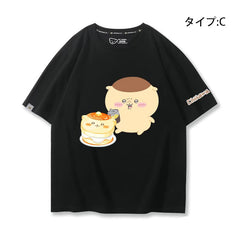 可愛いキャラ ゆるかわ トップス ケーキ ユニセックス 半袖Tシャツ