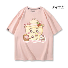 可愛いキャラ ゆるかわ トップス ピク楽しいひととき ユニセックス 半袖Tシャツ