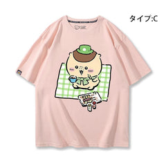 可愛いキャラ ゆるかわ トップス 野外食事会 ユニセックス 半袖Tシャツ