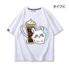 可愛いキャラ ゆるかわ トップス 美食 ユニセックス 半袖Tシャツ