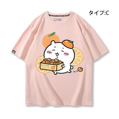 可愛いキャラ ゆるかわ トップス みかん ユニセックス 半袖Tシャツ