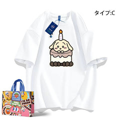 可愛いキャラ ゆるかわ トップス ケーキ ユニセックス 半袖Tシャツ