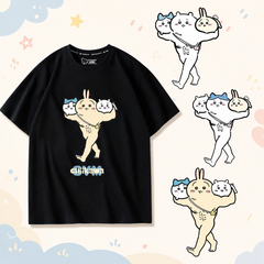 可愛いキャラ ゆるかわ トップス 筋肉ムキムキプリント ユニセックス 半袖Tシャツ