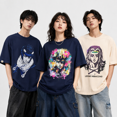 スタンド使い イラスト トップス レトロコミック風 ポートレート&コラージュプリントデザイン ユニセックス 半袖 Tシャツ