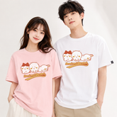 可愛いキャラ ゆるかわ トップス ストレッチポーズ トリオプリント ユニセックス 半袖Tシャツ