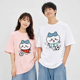 可愛いキャラ ゆるかわ トップス サッカーアクション スポーツプリント ユニセックス 半袖Tシャツ